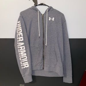 Women’s XL full zip light grey hoodie.